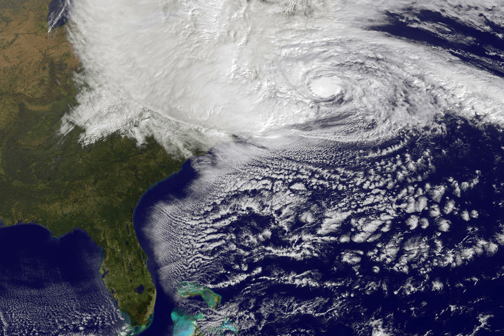 Photo:  Hurricane Sandy,  October 29, 2012 by NASA's GOES satellite